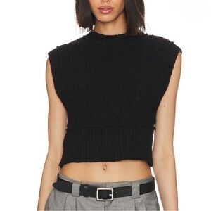 Free People Black Sleeveless Knit Top Size S